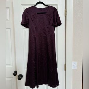 Elie Tahari Deep Purple satin Midi Dress Sz 6